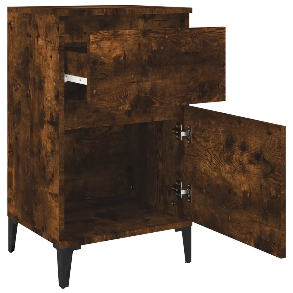 Set di 2 Comodini | Armadio da Notte | Mobiletto da notte Rovere Fumo 40x35x70 cm