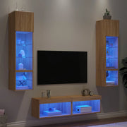 Mobili TV a Muro con LED 6pz-Set di 6 Credenza per TV sospesa Rovere Sonoma Legno Multistrato 675342