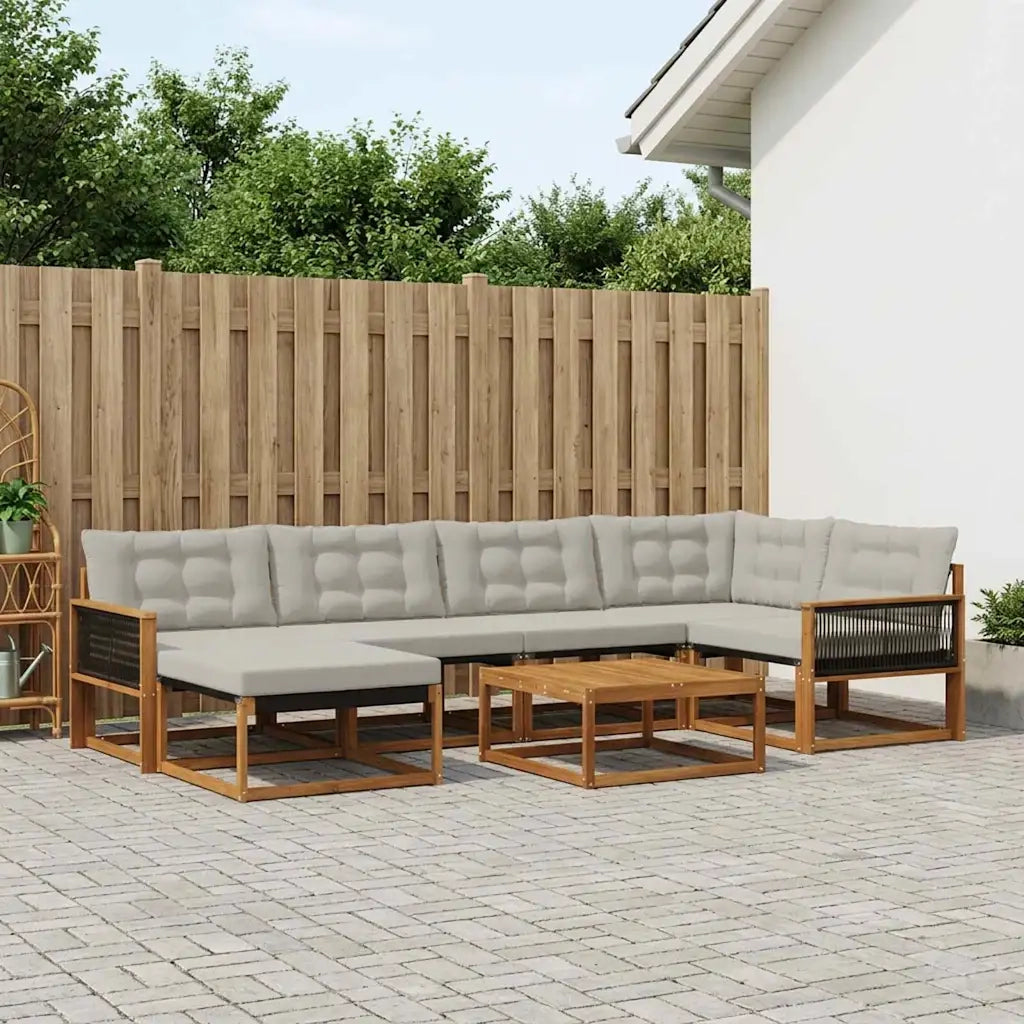 Set di divani da esterno 7 pcs Naturale e Grigio Chiaro 3381551