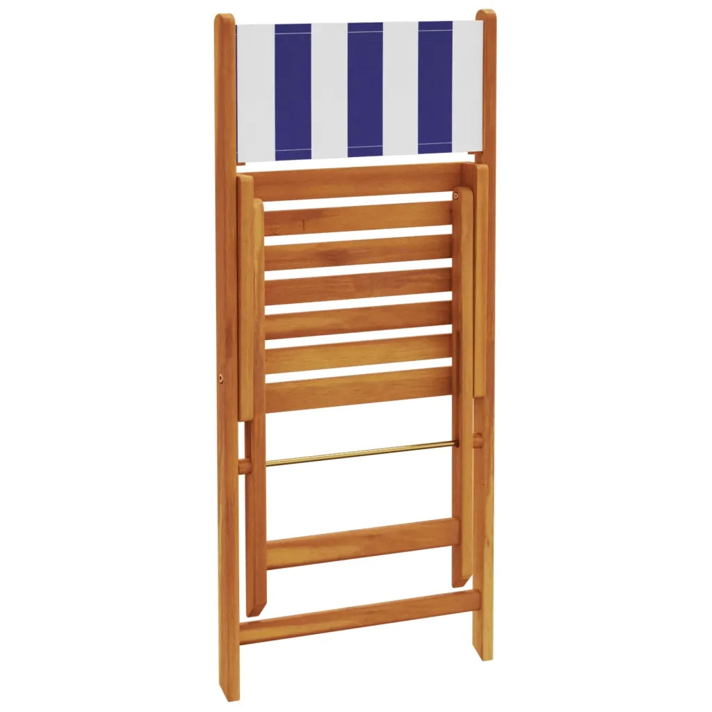 Sedie da Giardino Pieghevoli 4 pz | Sedie da Esterno Blu e Bianco Tessuto e Legno