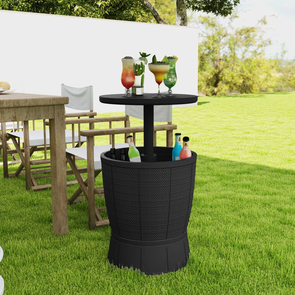 Tavolo da giardino con secco per ghiaccio ¨C zephmum ¨C nero, ?49x58-84cm