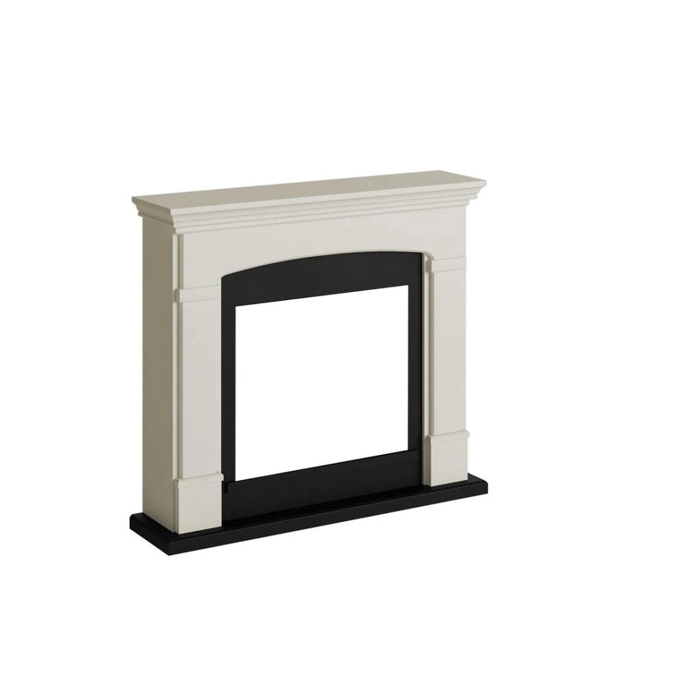 Camino Elettrico da Pavimento 107,2x95,2x24,5 cm Effetto Fiamma 1500W Sined Siena Bianco Crema
