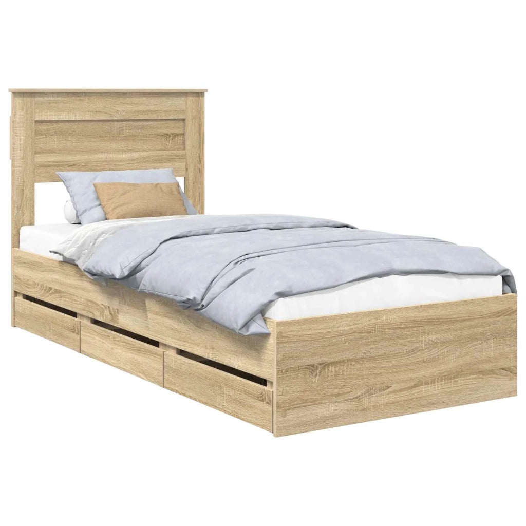 Struttura del letto con cassetto Rovere Sonoma 90 x 200 cm 3409879