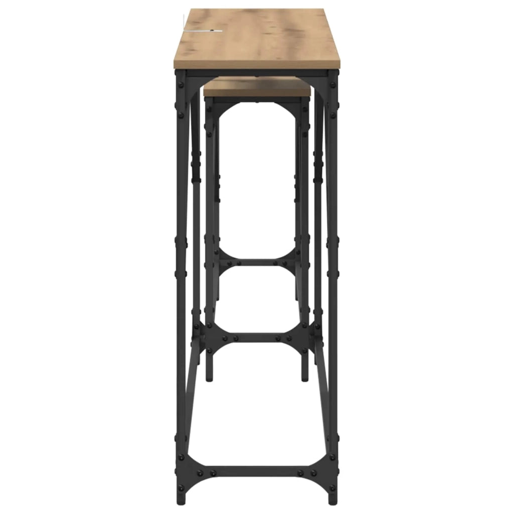 Tavolo consolle 2 pcs Rovere artigianale 100 x 28 x 75 cm