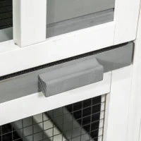 Conigliera interna in legno con ruote 3 piani rampe, 110L x 50l x 86H cm, grigio e bianco