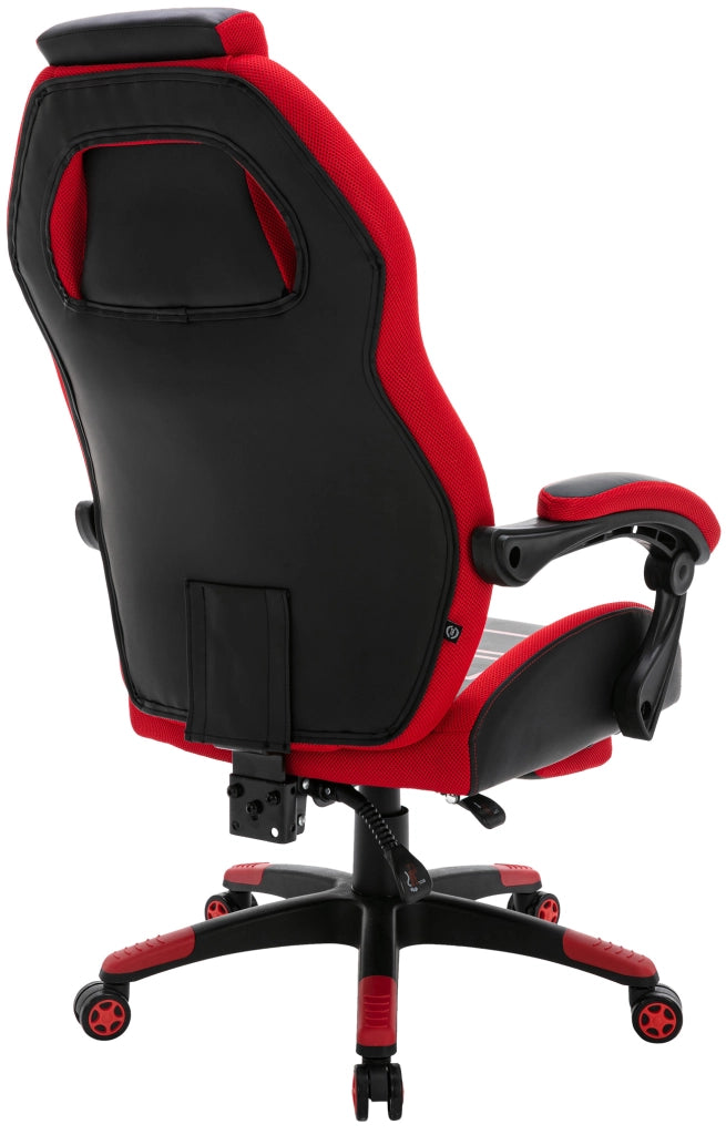 Sedia da ufficio Clovis in similpelle nero/rosso