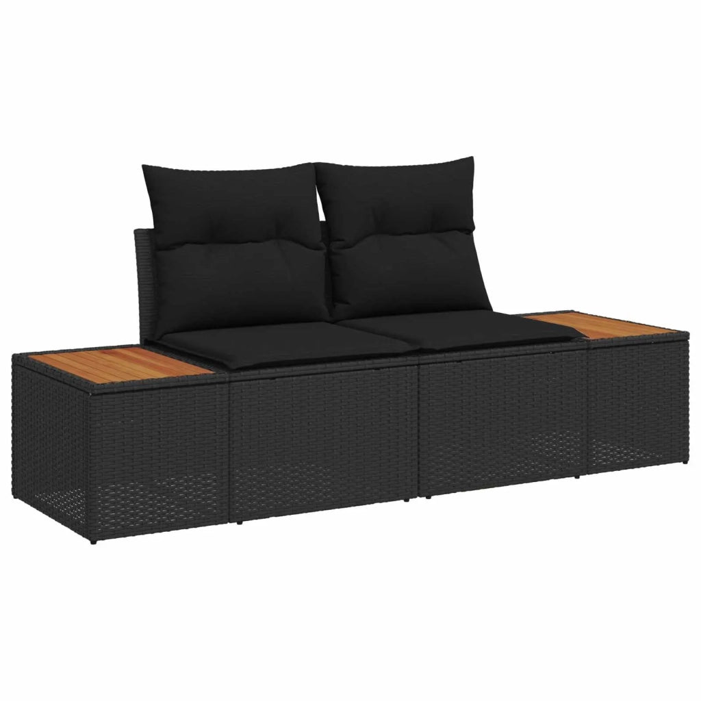 Set Divano da Giardino con cuscino 6 pcs Nero Polyrattan 3356738