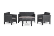 Penelope - Set di mobili da giardino in rattan resistente alle intemperie, 3 pezzi, 2 sedie + 1 tavolo, colore: Antracite