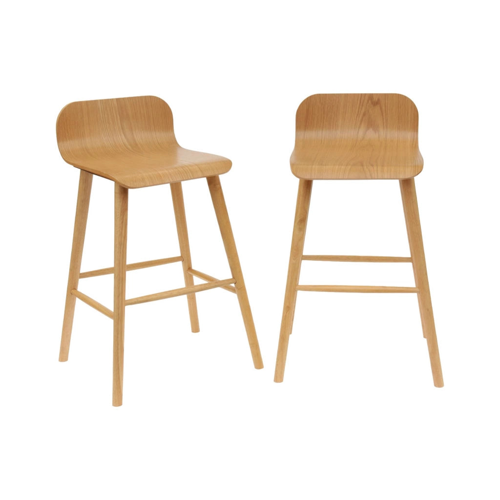 Set 2 sgabelli da bar scandinavo in legno di hevea 67,5 cm, marrone