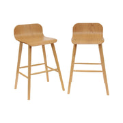 Set 2 sgabelli da bar scandinavo in legno di hevea 67,5 cm, marrone