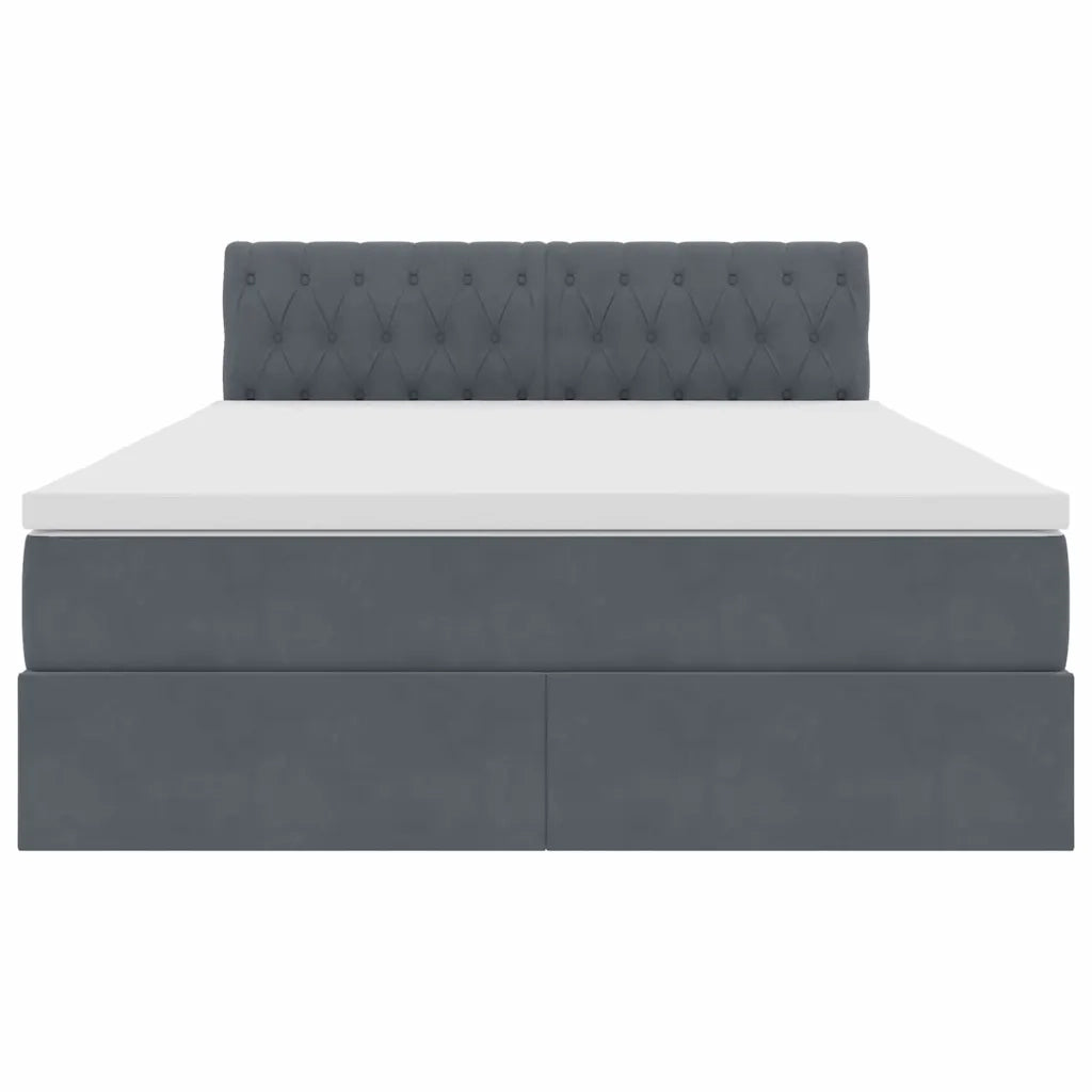 Letto con Contenitore Grigio scuro 140 x 200 cm Velluto