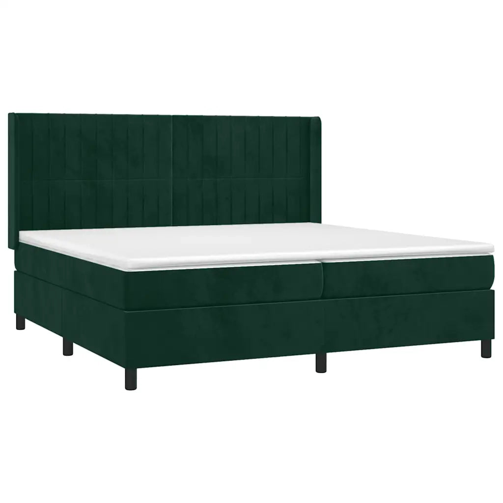 Giroletto a Molle con Materasso Verde Scuro 200x200 cm Velluto 3132822