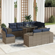 Set Divani Giardino 9 pz con Cuscini Polyrattan Grigio Acacia 3326822