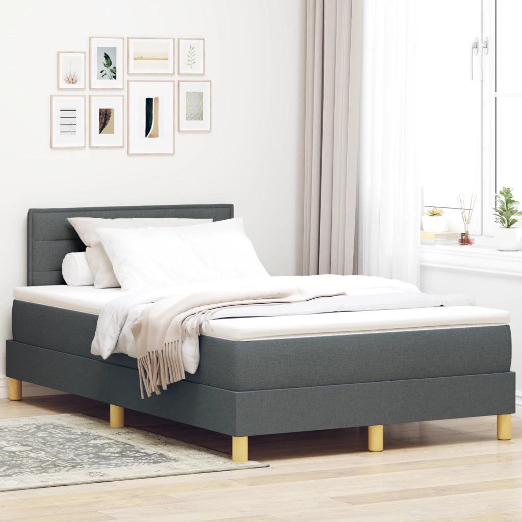 Letto con Box Spring e Materasso Grigio Scuro 120x190 cm in Tessuto