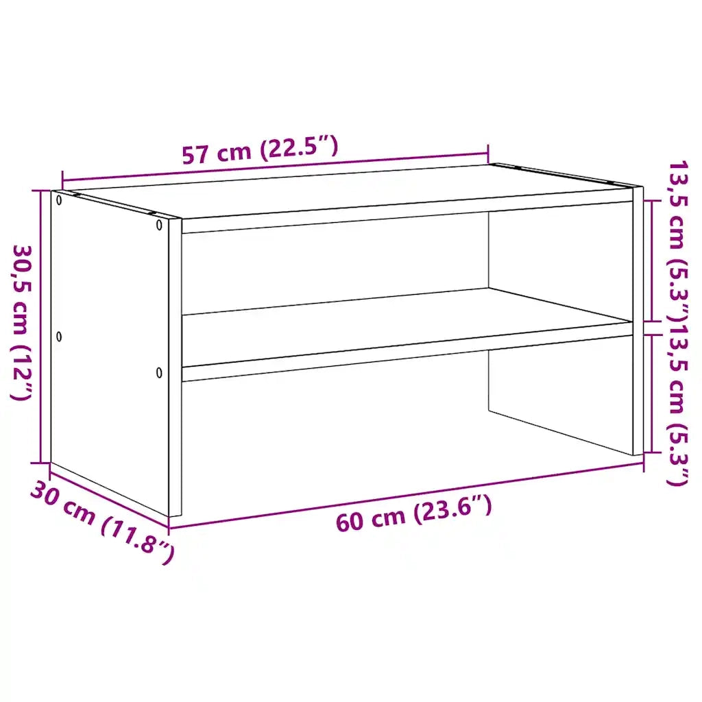 Scarpiera Impilabile-Scaffale per scarpe Grigio Cemento 60x30x30,5 cm