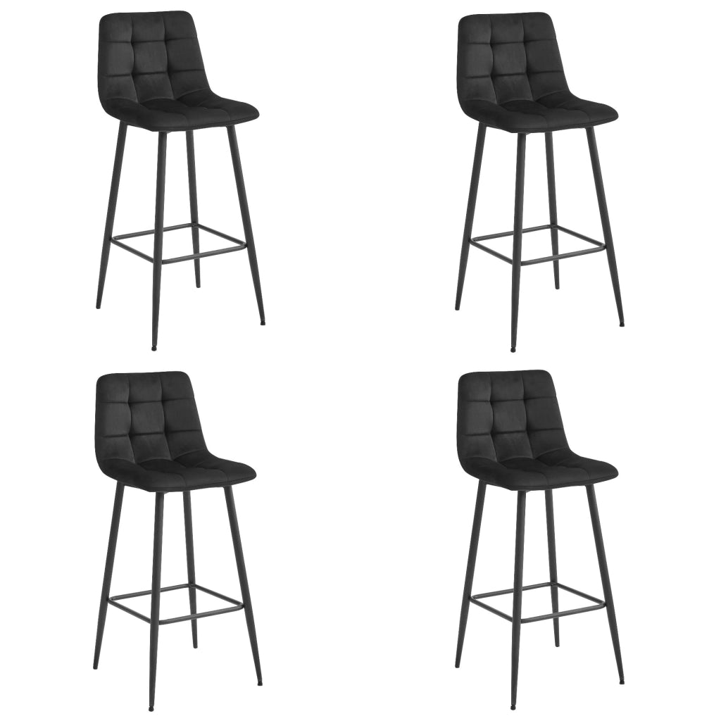 Sgabelli da bar Valora TEOTO in velluto nero con gambe in acciaio nero x4