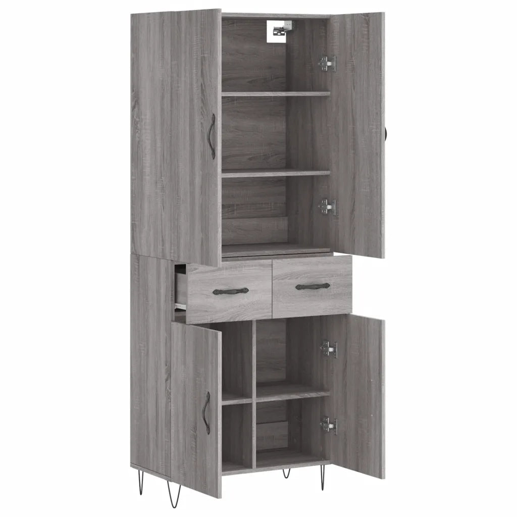 Credenza Grigio Sonoma 69,5x34x180 cm in Legno Multistrato 3198183