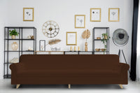 Copridivano Elasticizzato 4 Posti in Poliestere Marrone