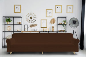 Copridivano Elasticizzato 4 Posti in Poliestere Marrone