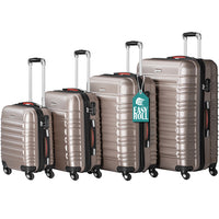 Set 4 Valigie Rigide Trolley Easy Roll Bagaglio a Mano e Stiva da Viaggio in ABS Champagne