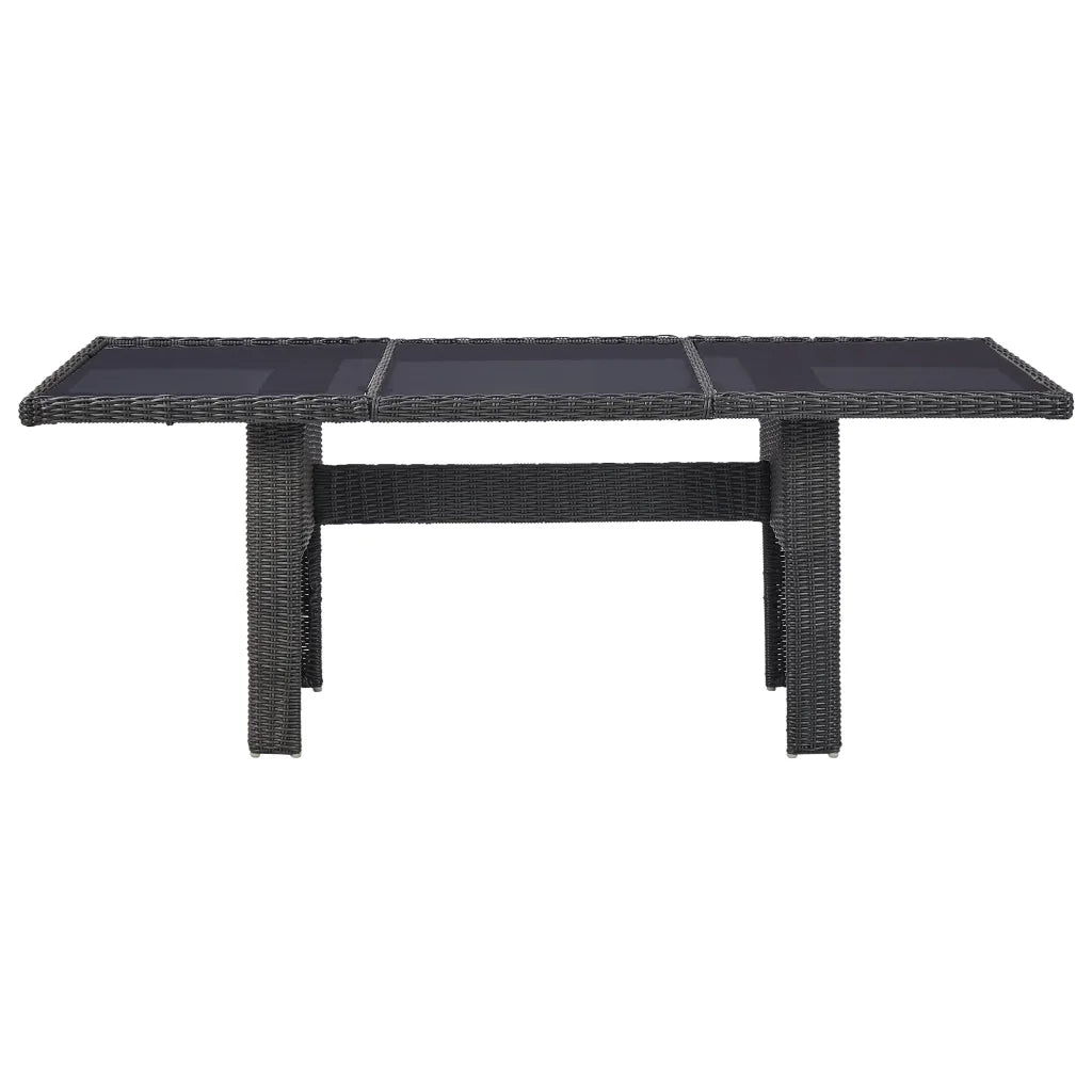 Tavolo da Giardino Nero 200x100x74 cm in Vetro e Polyrattan 310145