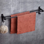 Doppia stang per asciugamani, support per asciugamani, senza foratura, 60 cm, colla brevettata + colla autoadesiva, alluminio, finitura opaca, nero