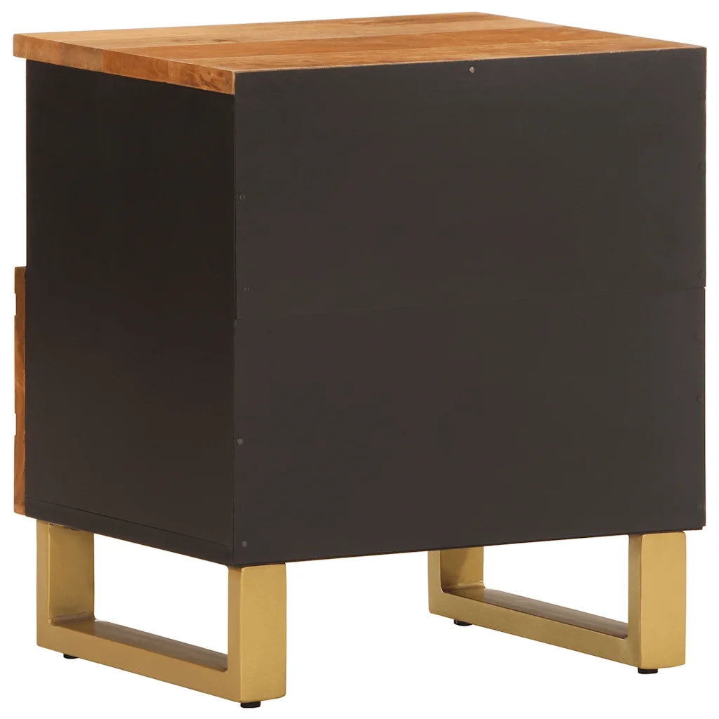 Comodini 2 pz-Set di 2 Tavolino da notte Marrone e Nero in Legno Massello di Mango
