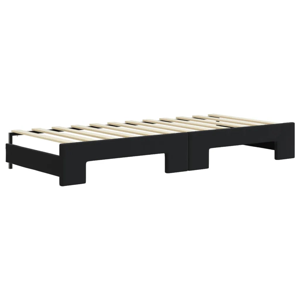 Divano Letto Estraibile con Cassetti Nero 80x200 cm in Velluto 3196998