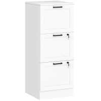 Mobiletto scrivania in legno con 3 cassetti, serratura e guide regolabili, 40 x 40 x 101 cm, Bianco