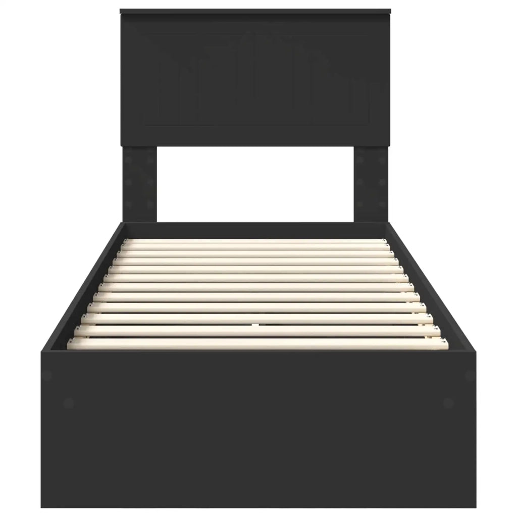 Letto con Contenitore Nero 75 x 190 cm Legno multistrato