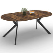 IDMarket - ALIX tavolo da pranzo rotondo allungabile 4-10 persone HAWKINS legno scuro e gamba a ragno nera 110 - 200 cm