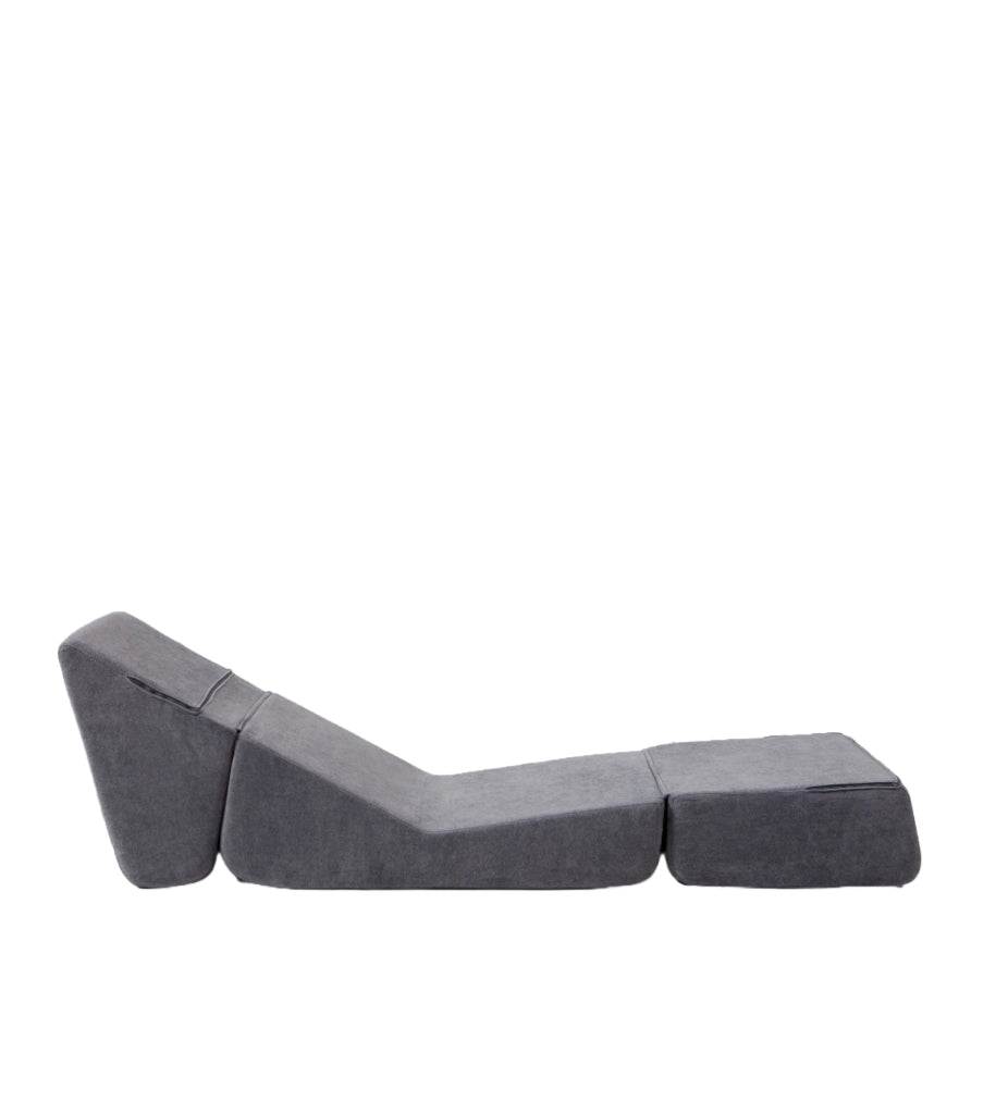 Divano Letto Chaise Longue Pieghevole ¨C MINIMAL ¨C Grigio, Materasso in Schiuma, Multistrato
