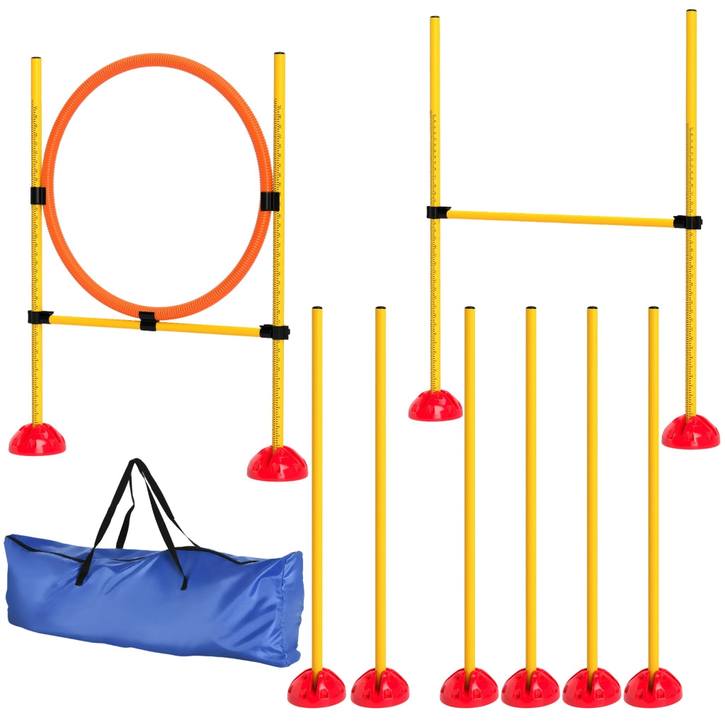 Set Agility per Cani 3 Pezzi ¨C Xylo ¨C Ostacoli con Pali Slalom Riempibili