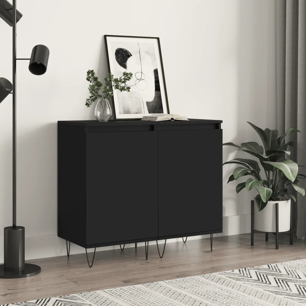 Credenze 2 pz Nere 40x35x70 cm in Legno Multistrato 831055