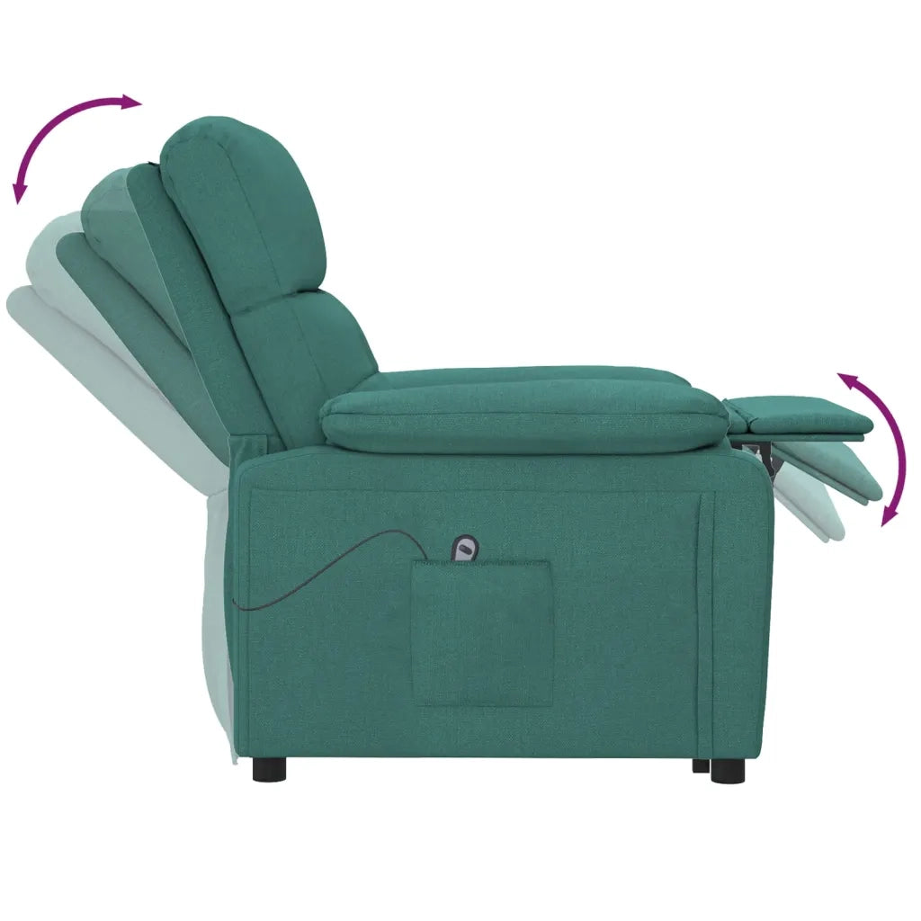 Poltrona Elettrica Reclinabile Verde Scuro in Tessuto 3073808