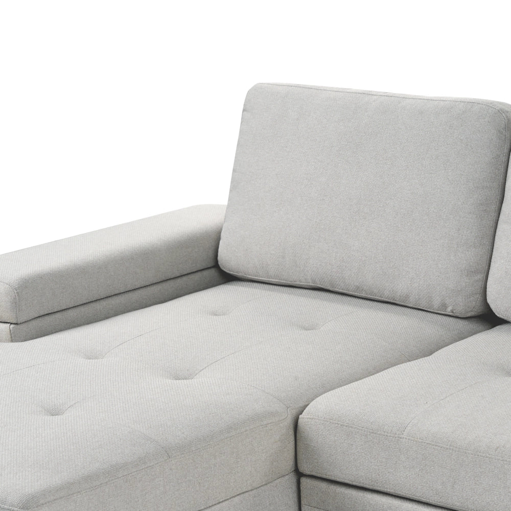 Divano letto angolare Grigio chiaro in tessuto imbottito Orientamento a destra con letto contenitore