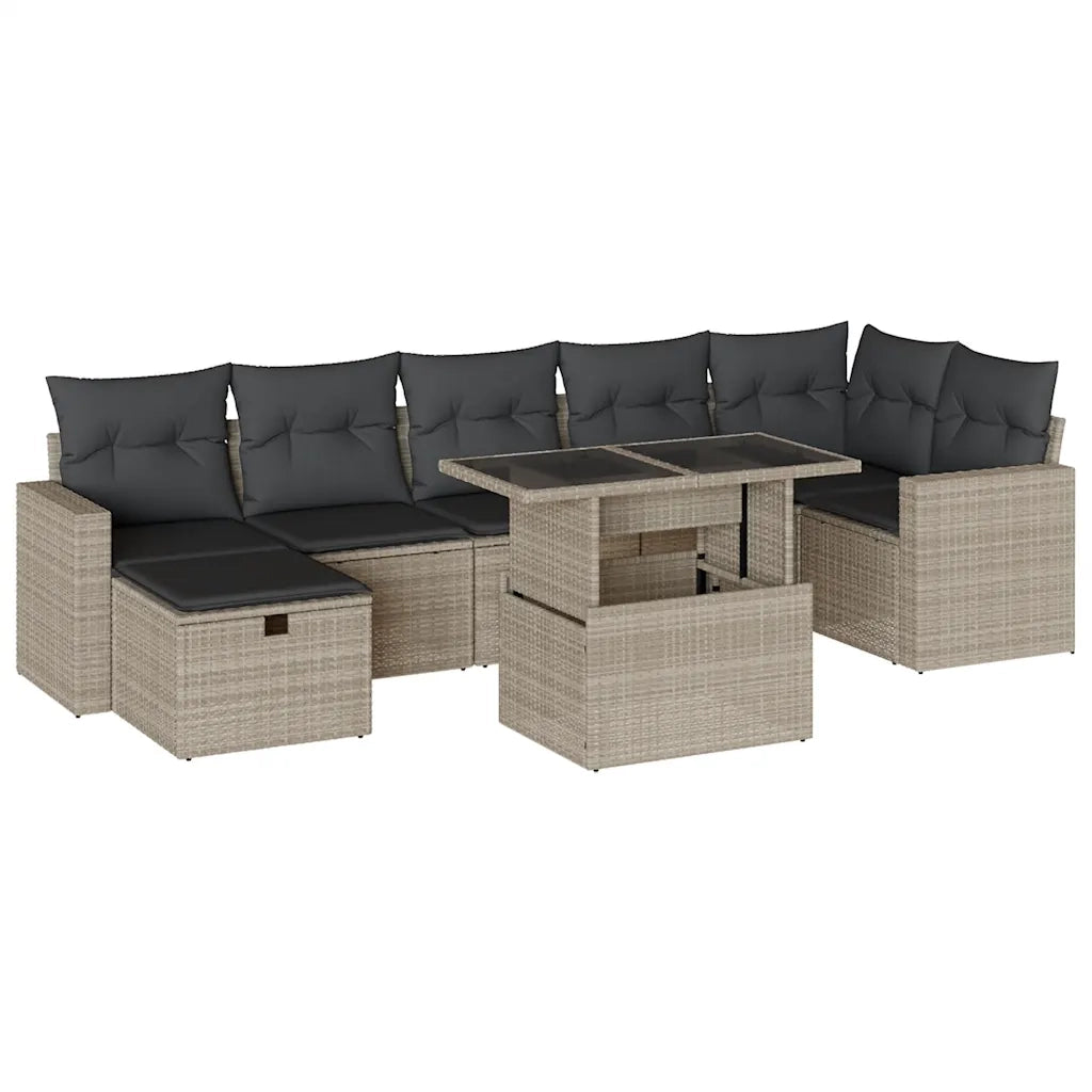 Set Divano da Giardino 8pz con Cuscini Grigio Chiaro Polyrattan 3274832