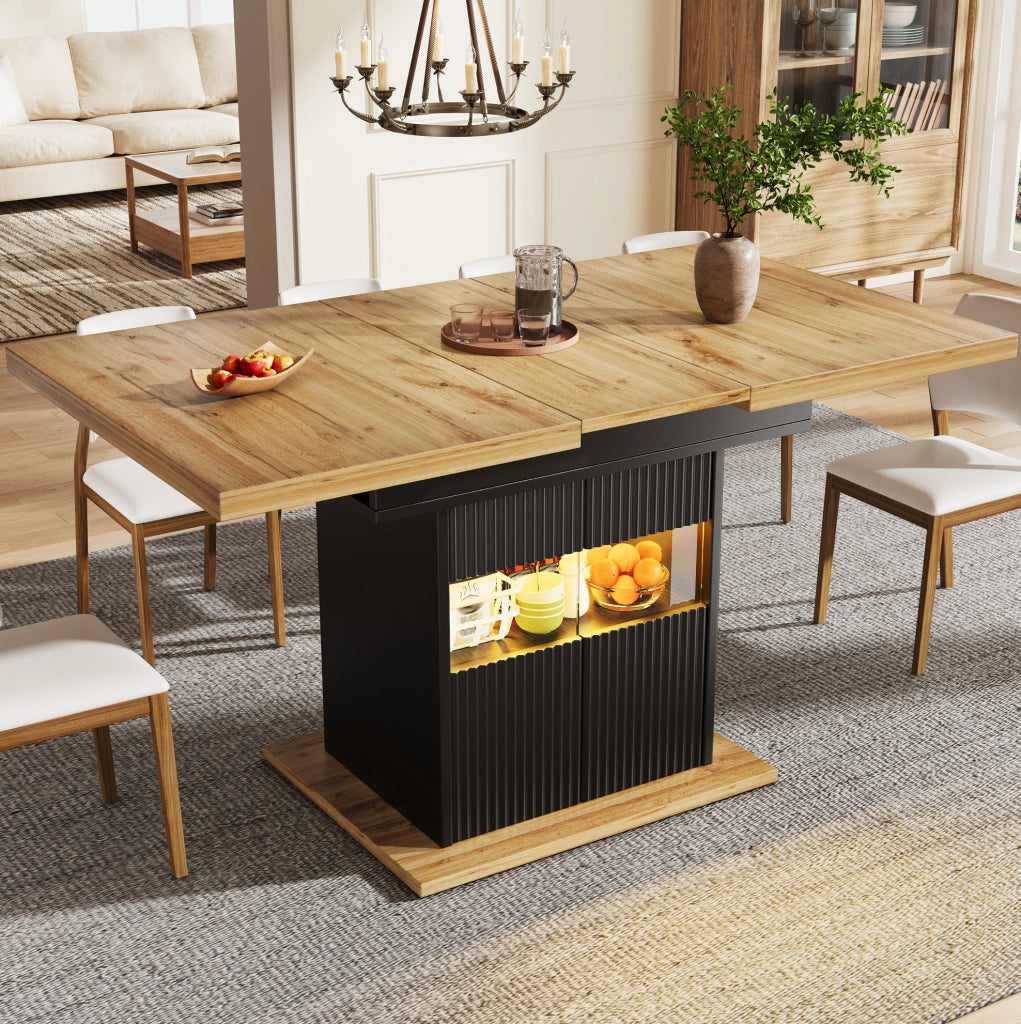 Tavolo da pranzo estensibile con contenitore LED 110-140 cm