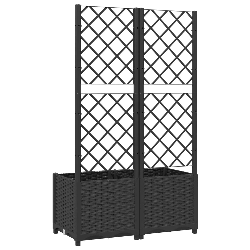 Fioriera da giardino con traliccio nera 80x40x136 cm PP 318271