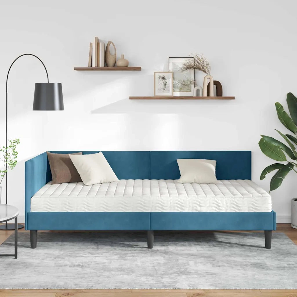 Struttura Letto Angolare con Materasso Altro 2 pcs Blu Velluto