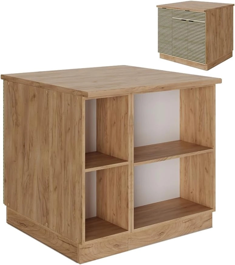 Isola cucina Fame-Line, Pannello in quercia, 90 cm con cassetto, senza piano di lavoro