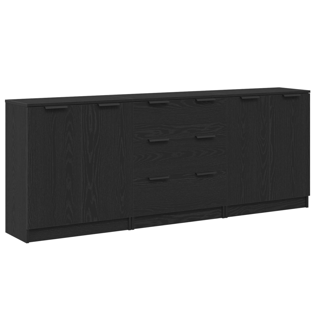 Credenza 3 pcs Rovere Nero 180 x 30 x 70 cm Legno multistrato 3332514