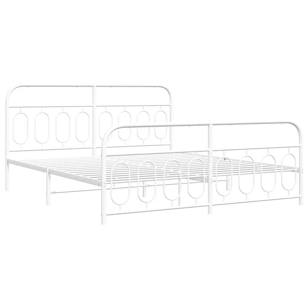 Giroletto con Testiera e Pediera Metallo Bianco 183x213 cm 377189