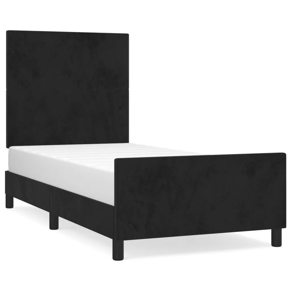 Giroletto con Testiera Nero 90x190 cm in Velluto