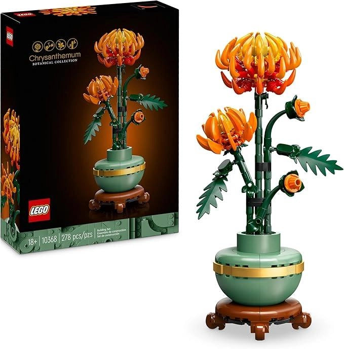 LEGO 10368 Icons Crisantemo, Fiore Finto da Costruire, Decorazione Floreale Artificiale per Casa, Hobby Creativo per Adu