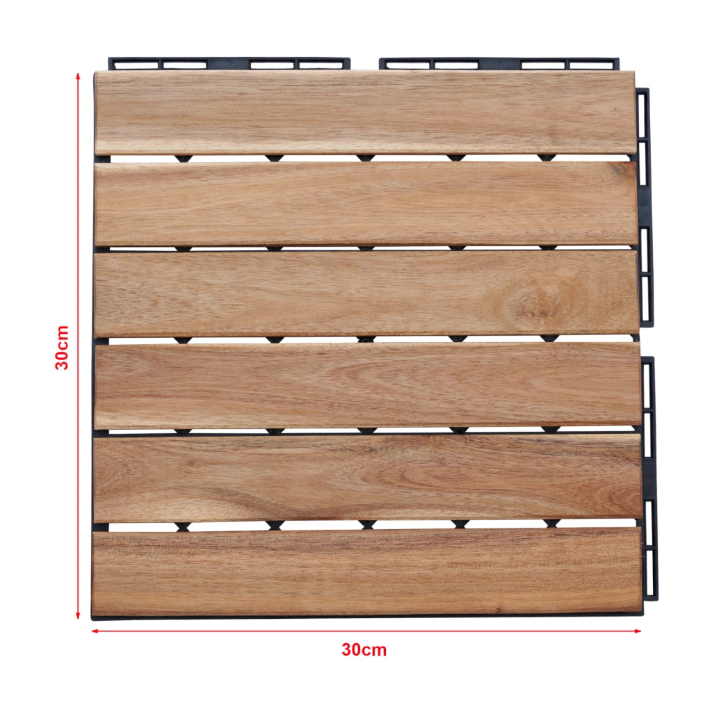 Set Alliste di 10 Piastrelle per Pavimentazione da Esterno Design Lineare in Legno Naturale casa.pro