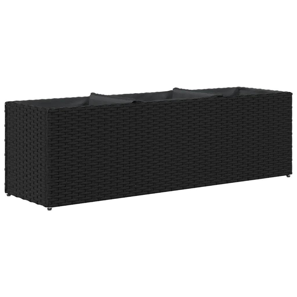 Fioriere da Giardino con 3 Vasi Nere 105x30x32 cm in Polyrattan 3210522