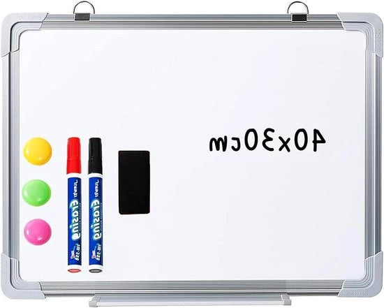 Tavolo bianco magnetico 40x30 cm - Rimuovibile - Idoneo per uso domestico e ufficio - Incluso set di matite e magneti - Tavolo bianco mini con accessori.