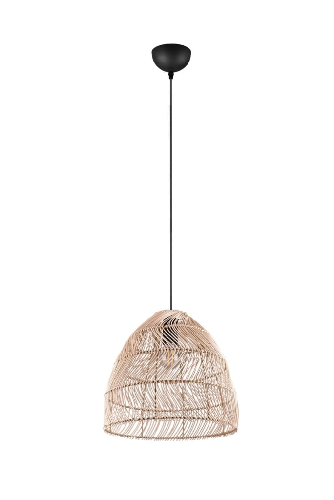 Lampada a sospensione RIKE rattan nero/marrone Ø35 E27