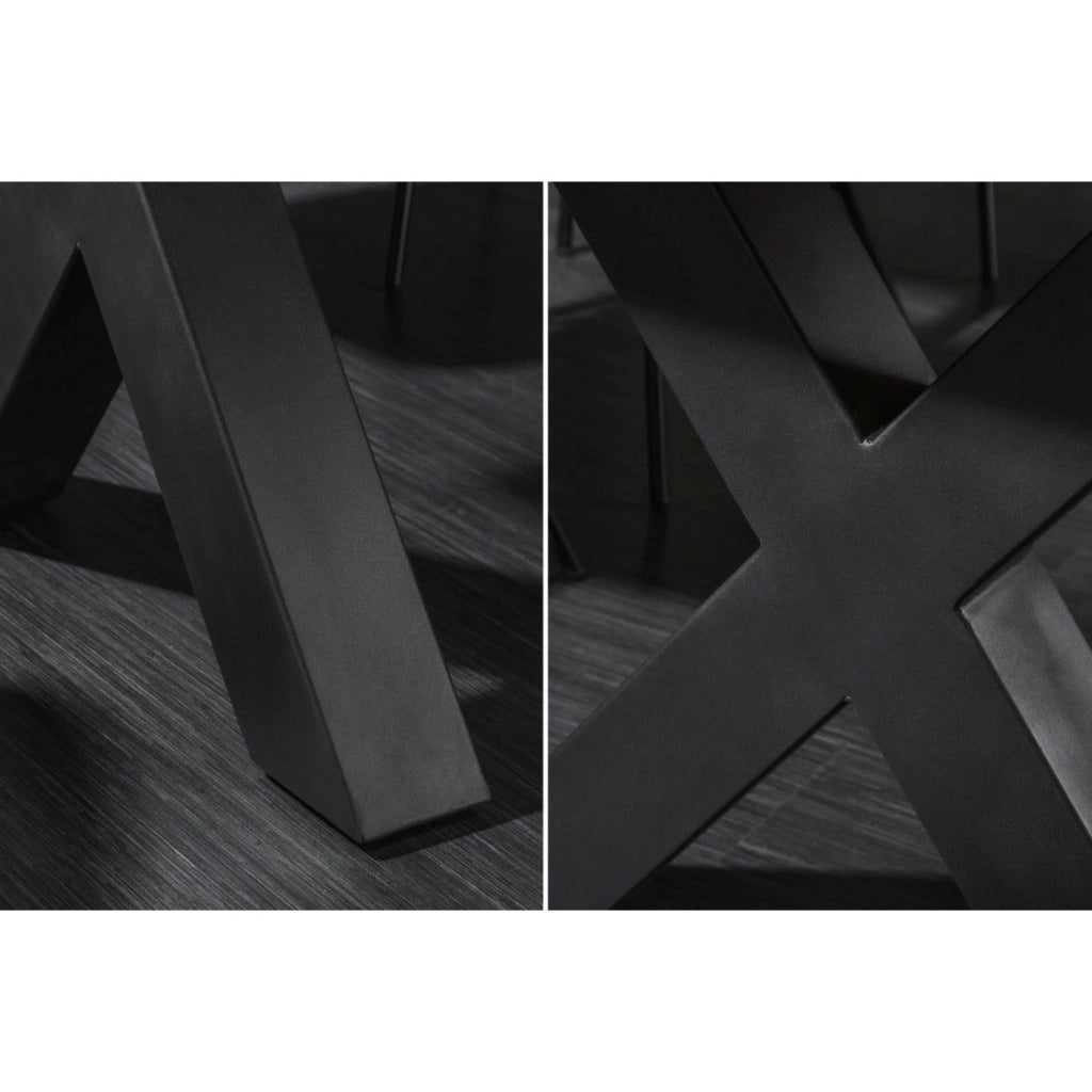 Tavolo da pranzo ARKAYA 240 cm – Piano in legno massiccio di acacia verniciato e gambe in metallo nero a X